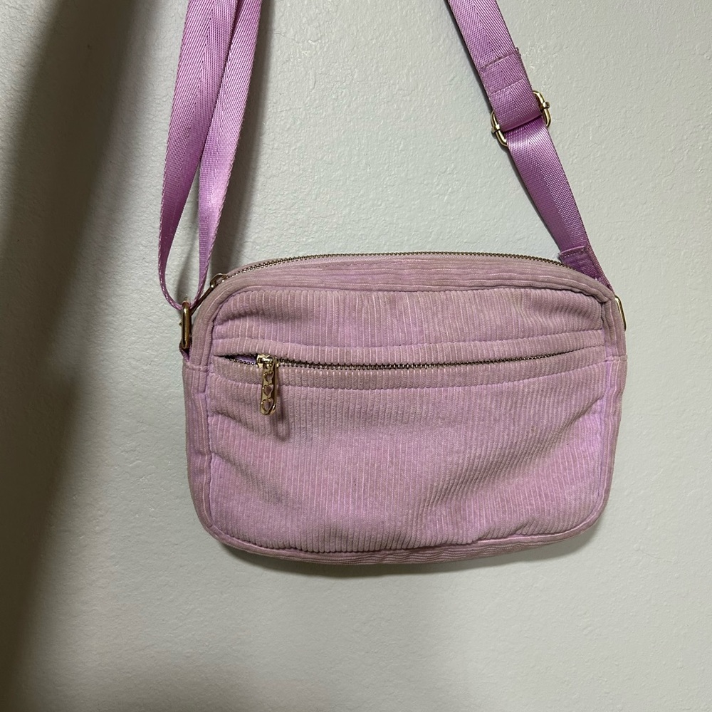 Lavender Crossbody Corduroy Bag